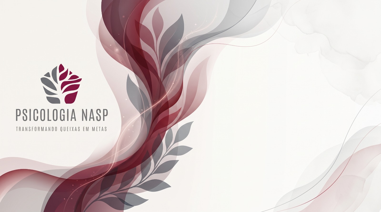Psicologia NASP — Transformando queixas em metas, com identidade visual em vinho e cinza